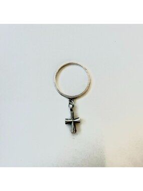 James Avery St Teresa Cross Charm Dangle Ring Sterling Silver